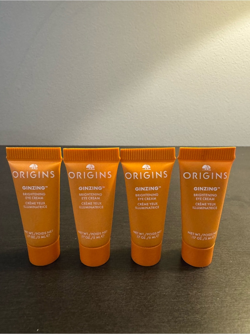 Origins Ginzing Brightening Eye Cream .17 oz 5 ml Travel Size (.68 oz total) X4